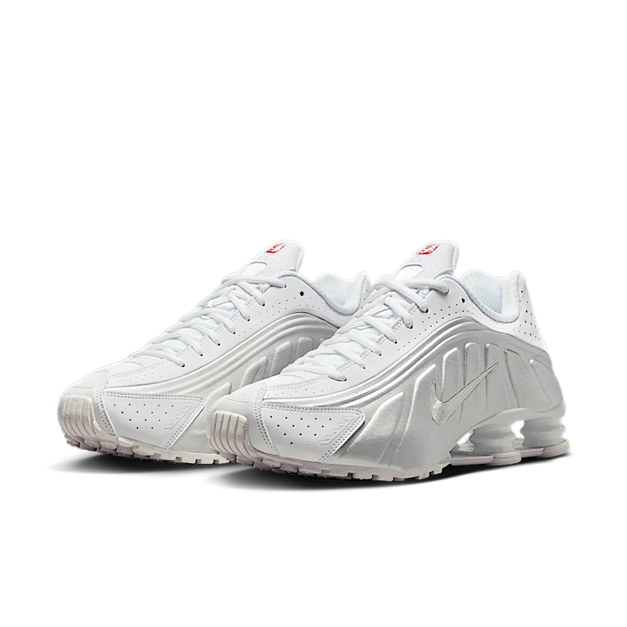 Nike Shox R4 White Bright Crimson Metallic Silver